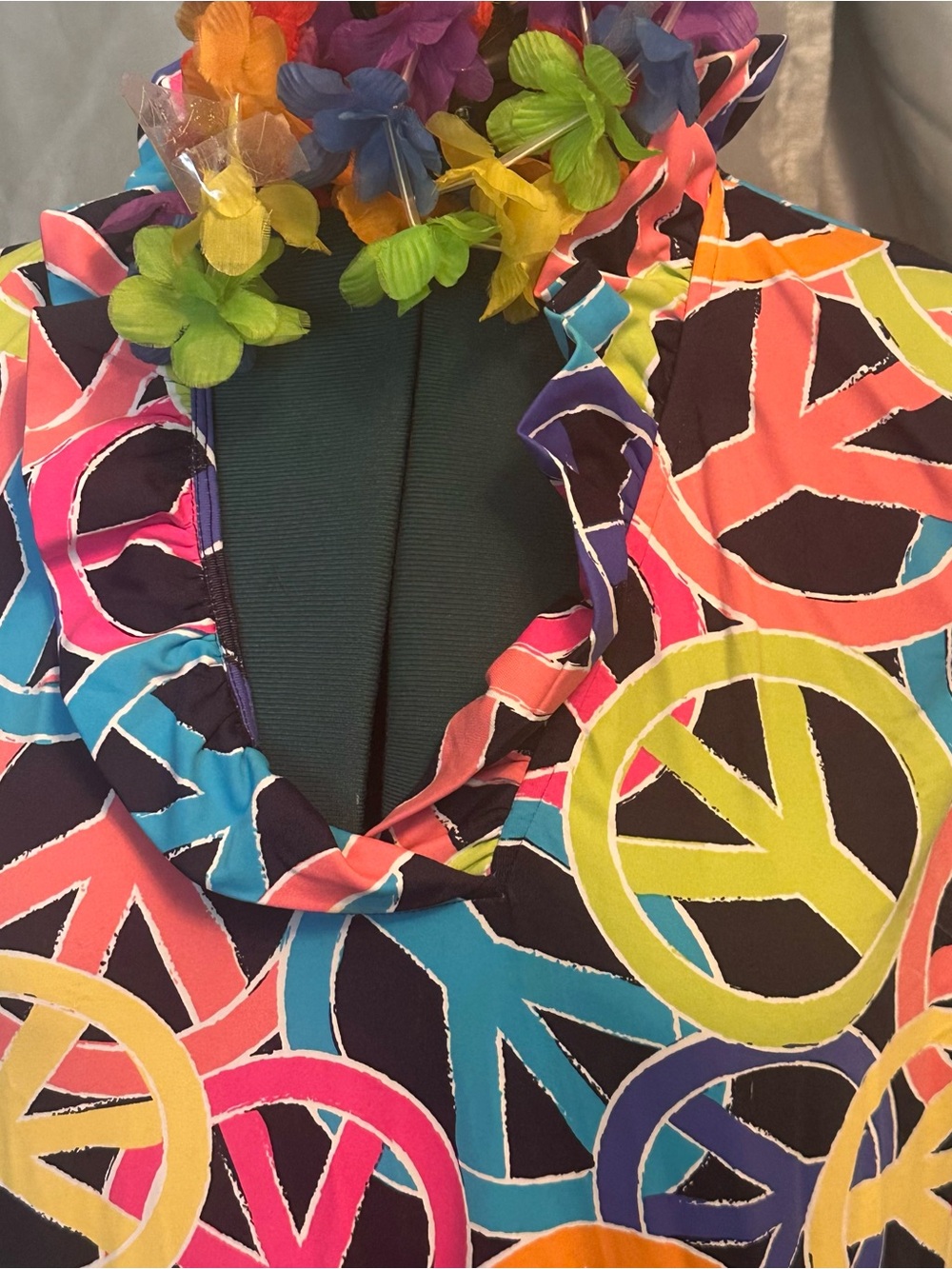 Colorful Peace Sign Maxi Dress 1x - Picture 2 of 6